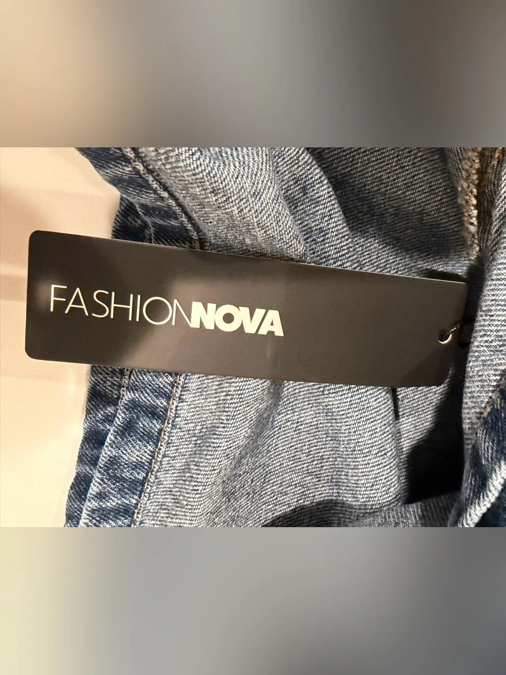Fashion Nova Blue Denim Mini Skirt with Front Pockets